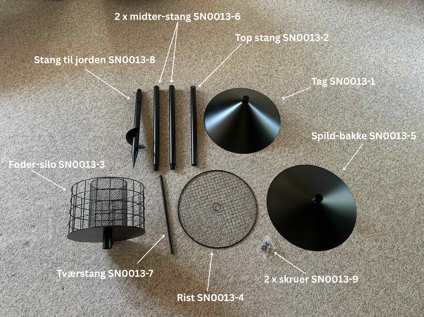 Midter-stang - Rottesikret luksus fuglehus - Hver stang er 50 cm